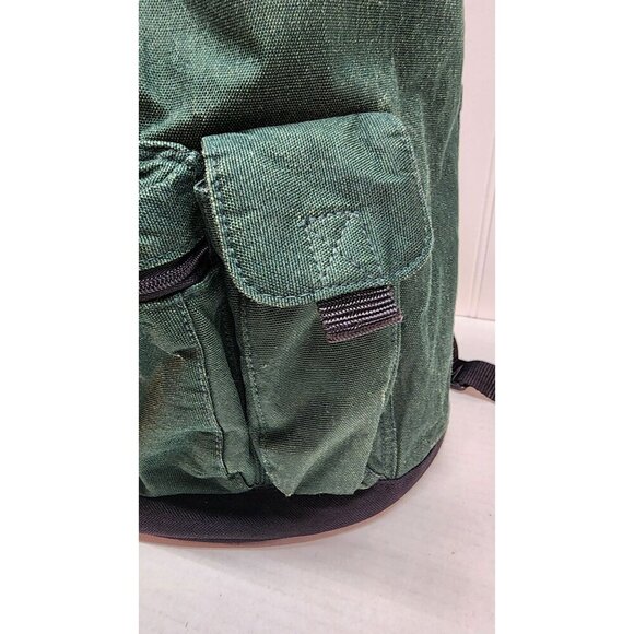 Eddie Bauer Green Canvas Backpack With Multiple Compartments & Drawstring Closur - Picture 16 of 16